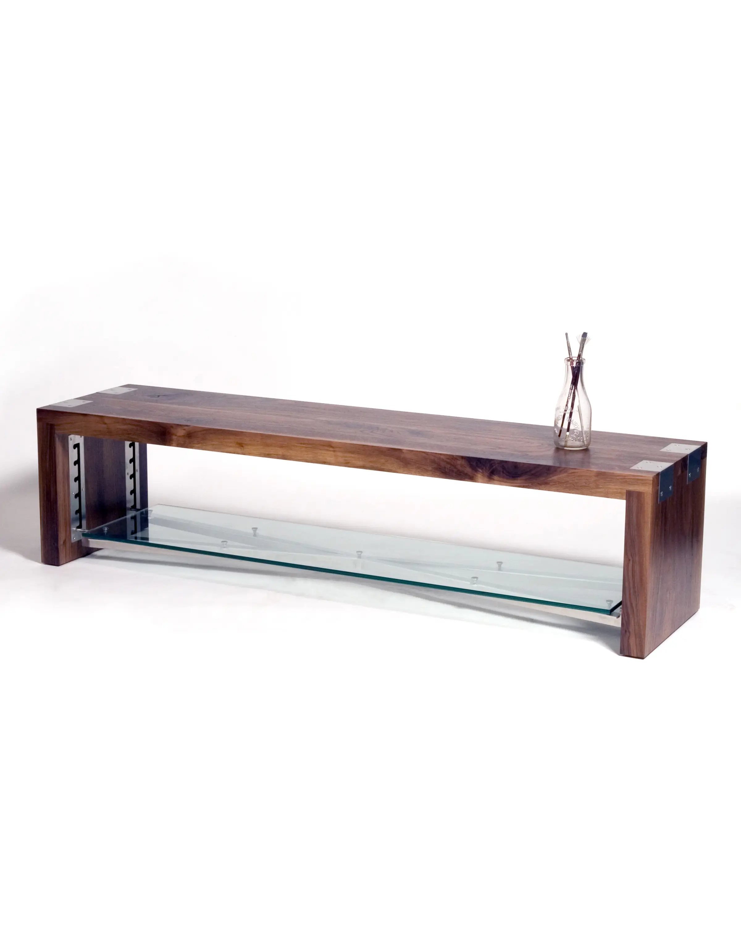 Low Jack Shelf featuring a substantial solid wood frame and low horizontal profile