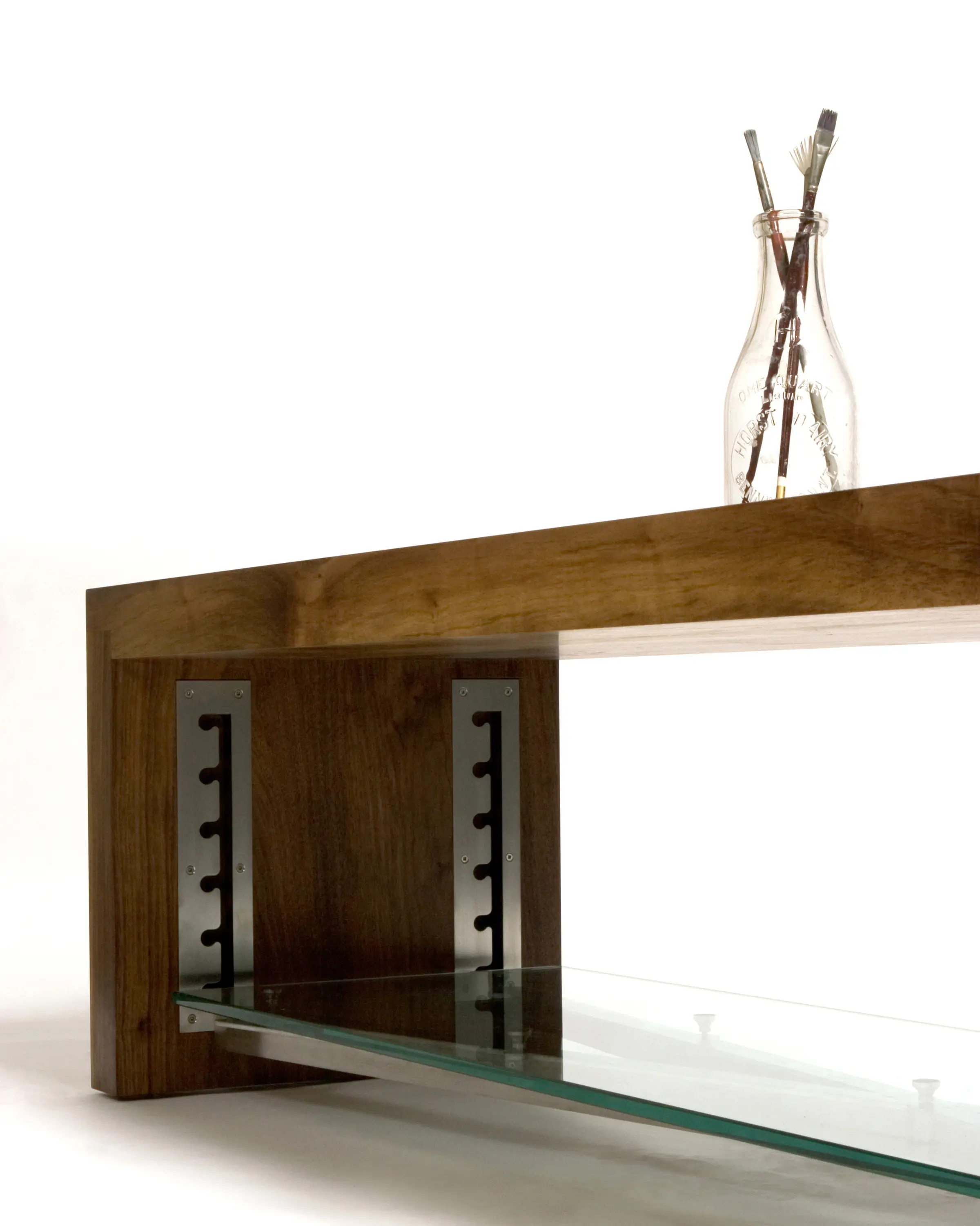 Low Jack Shelf showing its lower adjustable shelf supported by a stainless steel frame