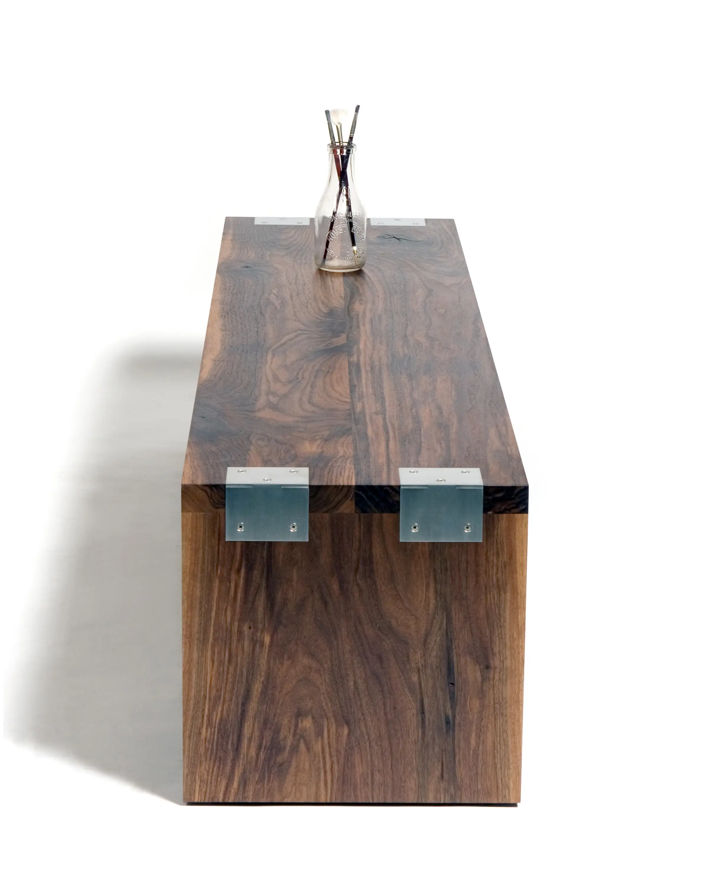 Low Jack Shelf contemporary furniture design combining wooden surfaces and metal supports